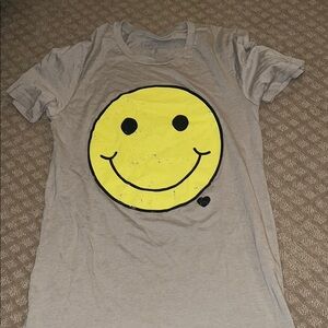 LuluMac Gray and Yellow Smiley Face Tee